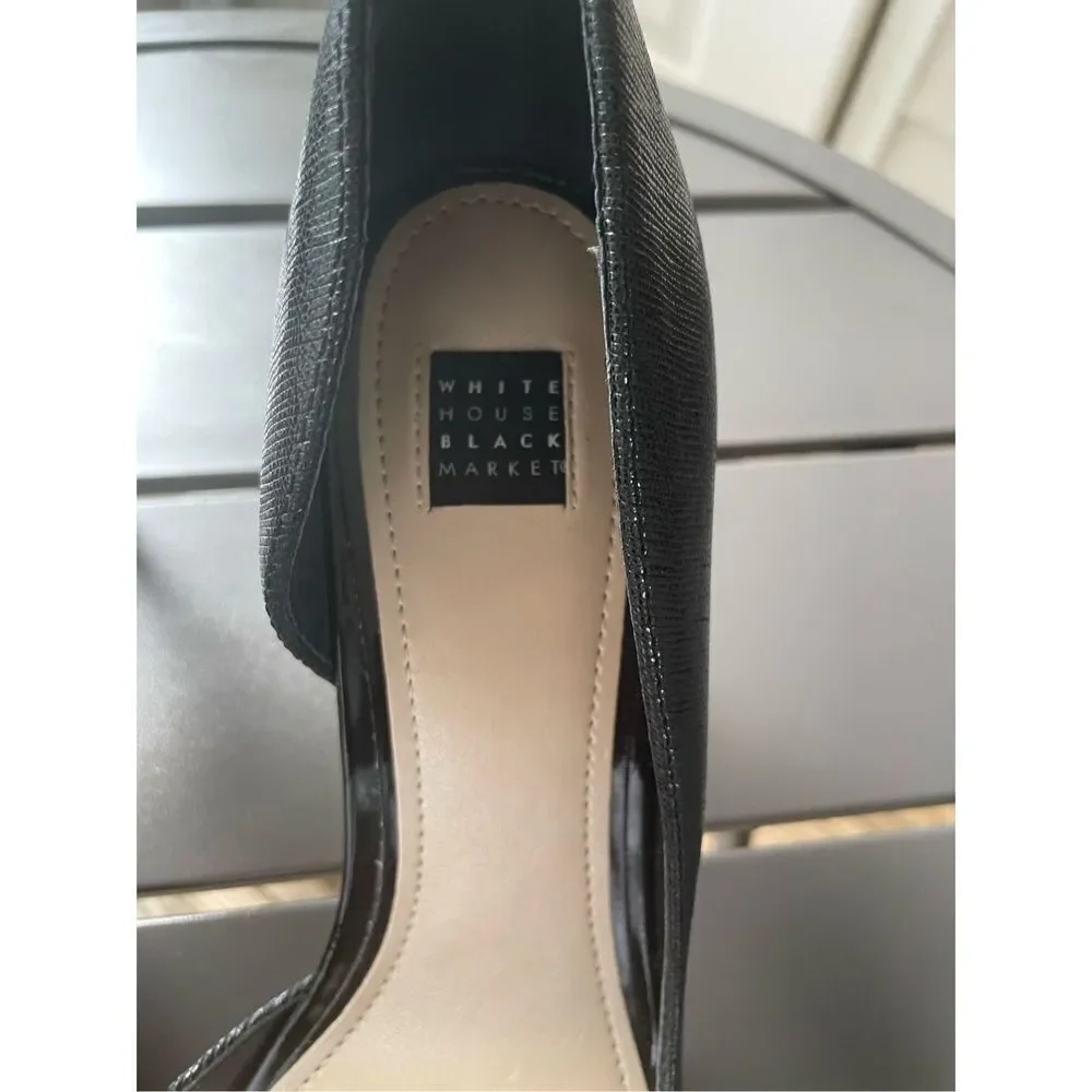 White House  Black Market Ella Lizard Embossed D’orsay Pumps / Black/Size 9M - Picture 7 of 15